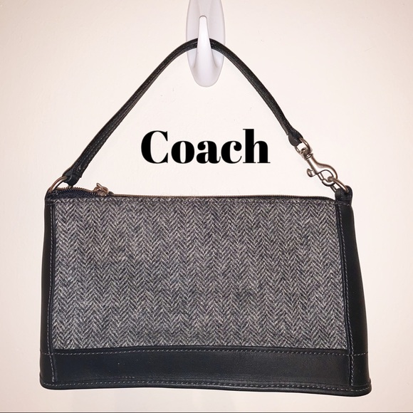 Coach Handbags - Coach Mini Handbag, Grey Wool & Black Leather